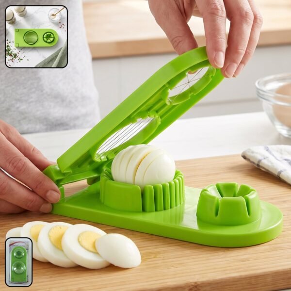 2 in 1 Egg Slicer and Wedger Stainless Steel Wire Boiled Egg Cutter (1 Pc)