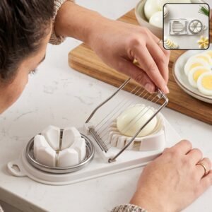 2 in 1 Stainless Steel Egg Cutter Slicer and Wedger for Boiled Eggs (1 Pc)