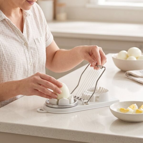 2 in 1 Stainless Steel Egg Cutter Slicer and Wedger for Boiled Eggs (1 Pc)