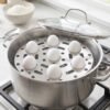 Egg-Stand-2 Stainless Steel Round Egg Steamer Rack Folding Trivet Stand for Pot (1 Pc)
