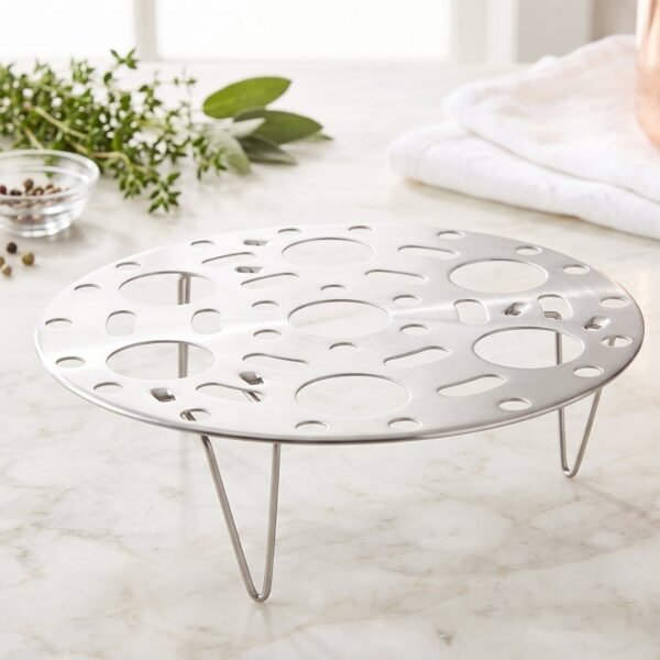 Egg-Stand-3 Stainless Steel Round Egg Steamer Rack Folding Trivet Stand for Pot (1 Pc)