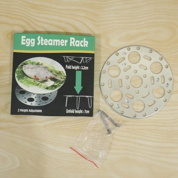 Egg-Stand-8 Stainless Steel Round Egg Steamer Rack Folding Trivet Stand for Pot (1 Pc)