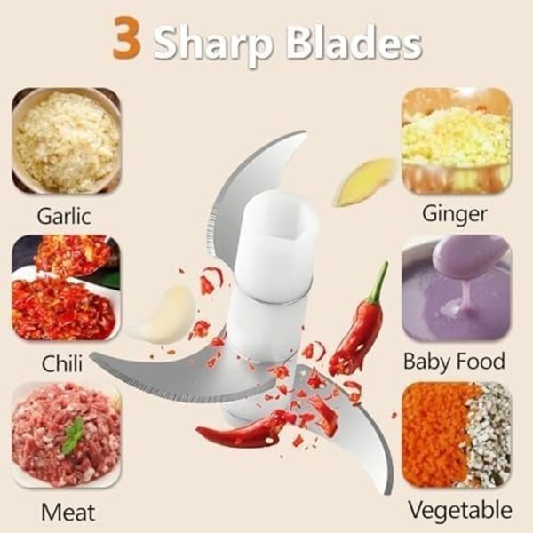 USB Rechargeable Electric Mini Food Chopper Garlic Grinder Vegetable (1 Pc)