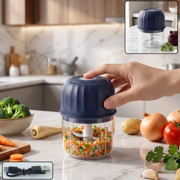 USB Rechargeable Electric Mini Food Chopper Garlic Grinder Vegetable (1 Pc)