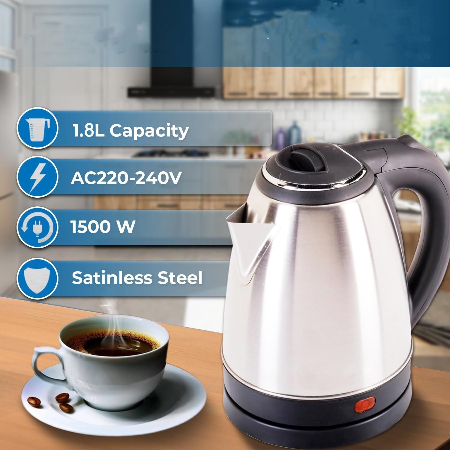 Electric Stainless Steel Kettle – Fast Boil with Auto Shut-Off