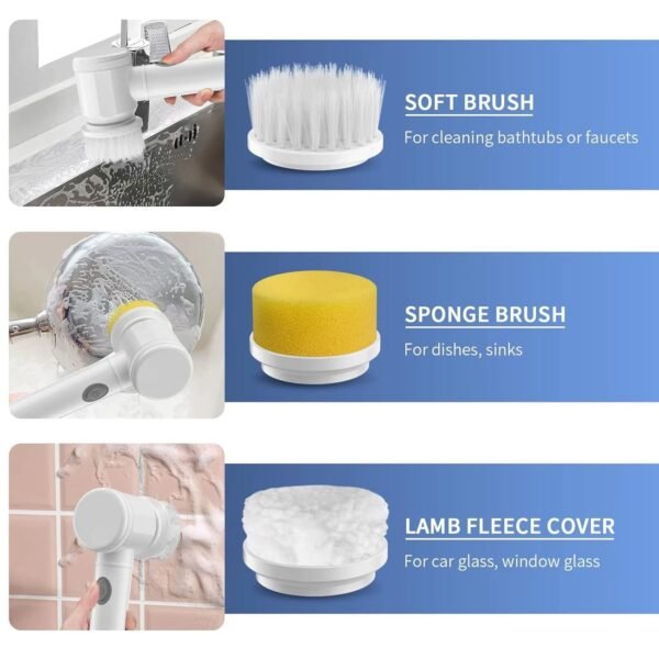 Electric Spin Cleaning Brush – 5 Replaceable Heads for Deep Clean