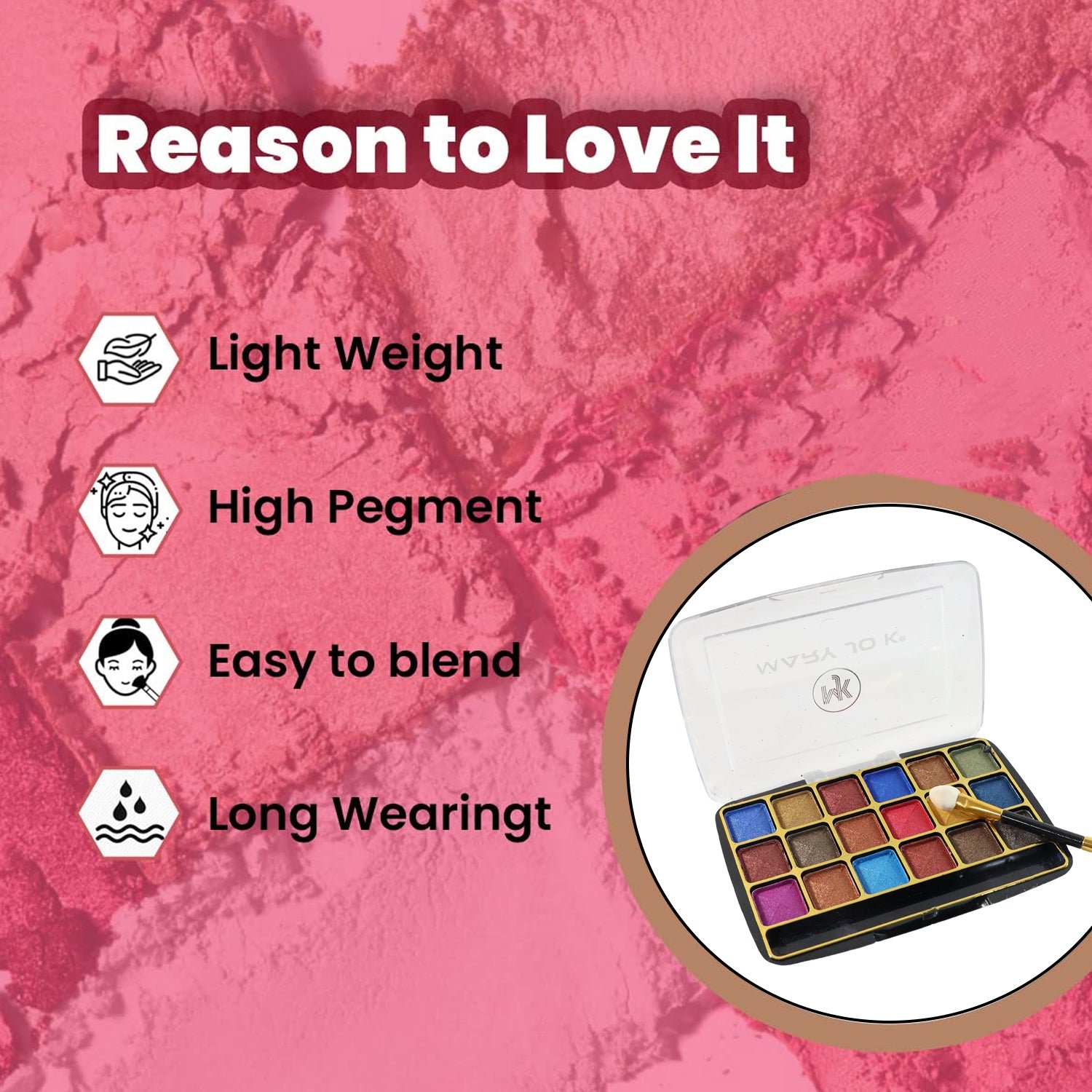 18-Color Shimmer Eyeshadow Palette – Vibrant, Long-Lasting Shades