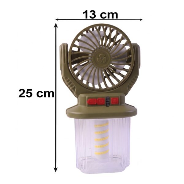 2 In 1 Solar Rechargeable Camping Fan with LED Lantern Light Portable (1 Pc)