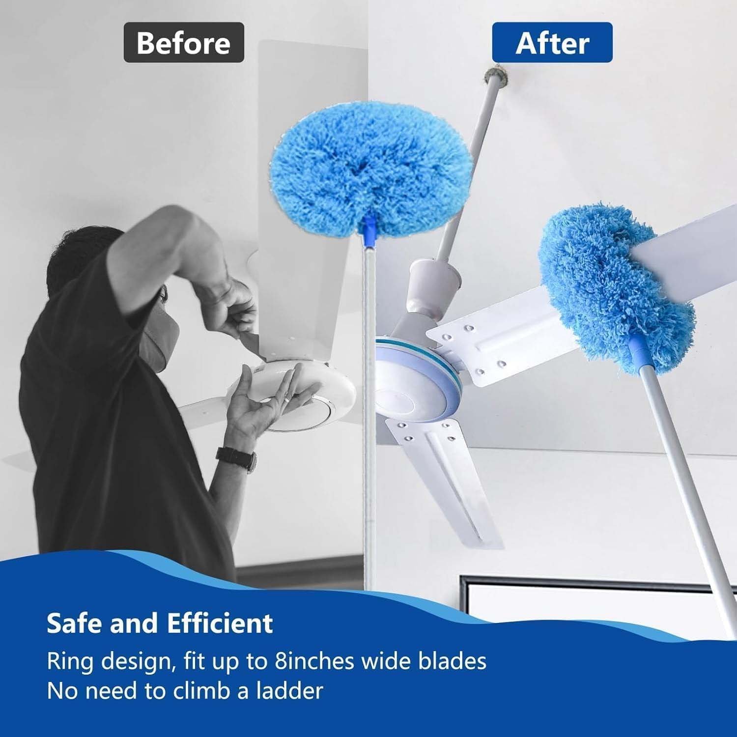 FanCleaningBrush-02 Extendable Microfiber Cleaning Duster – 83.5 cm Soft Round Head