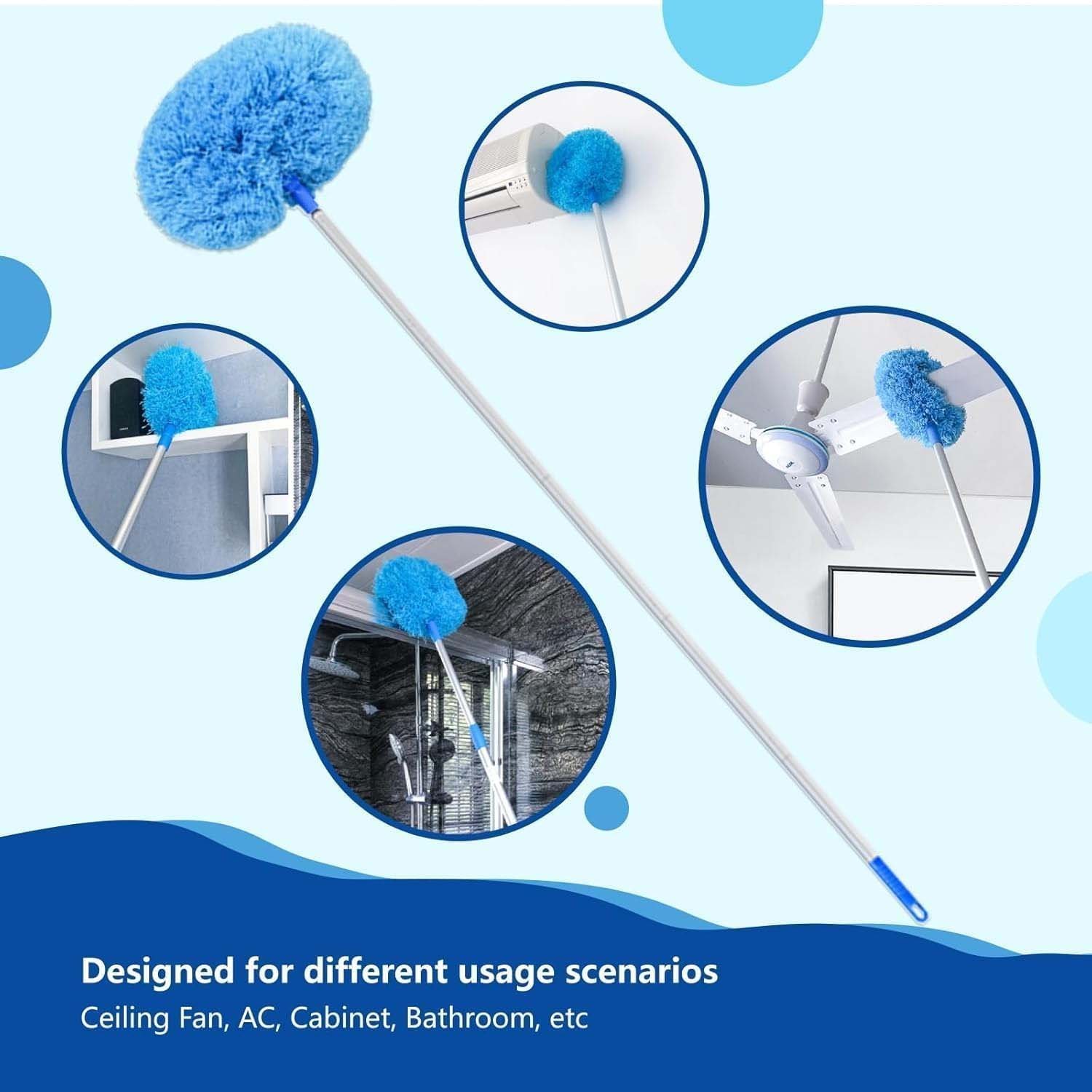 FanCleaningBrush-06 Extendable Microfiber Cleaning Duster – 83.5 cm Soft Round Head