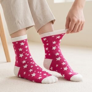 Soft Socks Comfortable Breathable Stretchable Assorted Design Colour (1 Pair)
