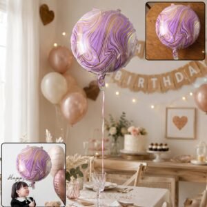 Round Marble Foil Balloon – Bright Party Decoration 15cm