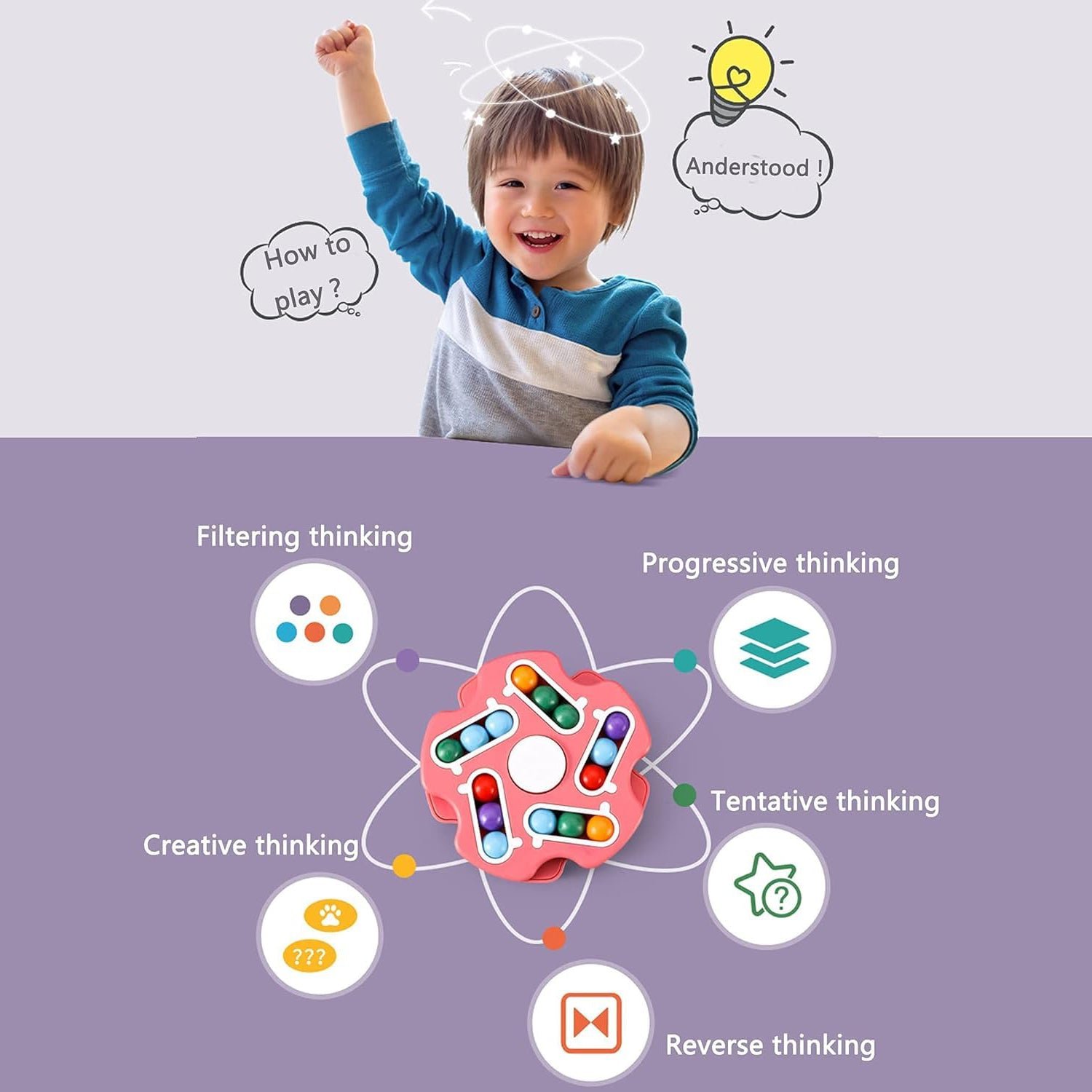 Fidget Magic Cube Spinner Toy – Stress Relief & Focus Enhancer