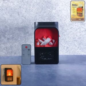 Electric Fireplace Heater – Realistic LED Flame |