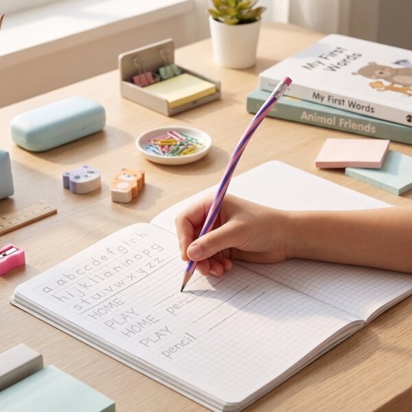 Kids School Stationery Set 4 In 1 Flexible Pencils Eraser Sharpener (1 Set)