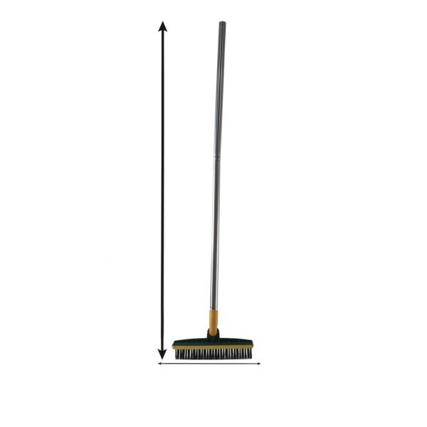 2 In 1 Long Handle Floor Scrubbing Brush with Wiper for Bathroom (1 Pc)