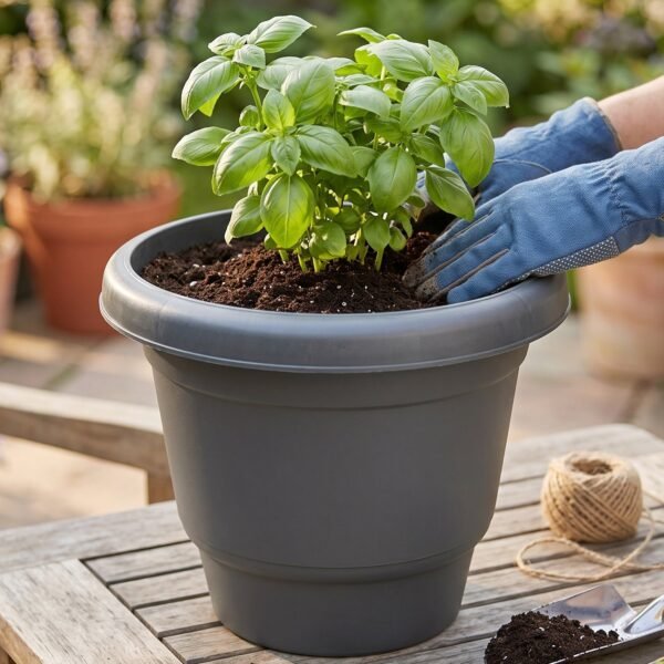 Flower-Pot-2 Plastic Round Flower Pot Planter Set, Durable Gardening Pots with Rim (6 Pcs Set)