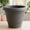 Flower-Pot-5 Plastic Round Flower Pot Planter Set, Durable Gardening Pots with Rim (6 Pcs Set)