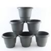Flower-Pot-7 Plastic Round Flower Pot Planter Set, Durable Gardening Pots with Rim (6 Pcs Set)