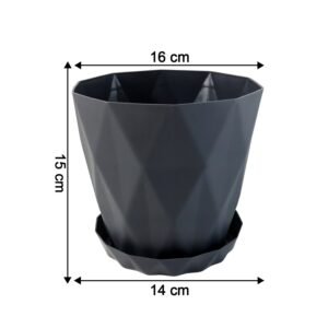 Diamond Design Plastic Flower Pot Set – Stylish 5-Piece Planters with Drain Tray