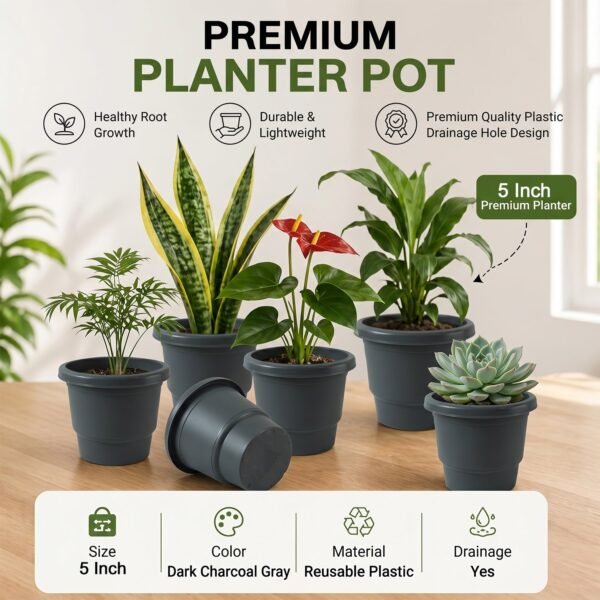Plastic Flower Pot Planter Set – Ideal for Indoor & Outdoor Gardens