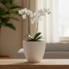 White Ribbed Flower Pot – Stylish Modern Indoor Planter