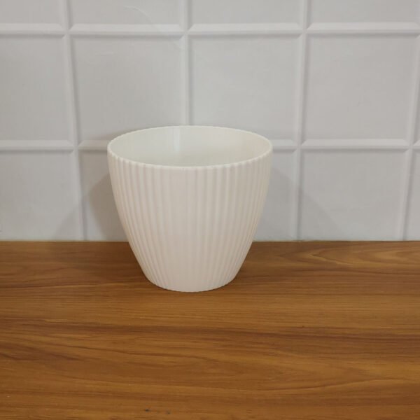 White Ribbed Flower Pot – Stylish Modern Indoor Planter