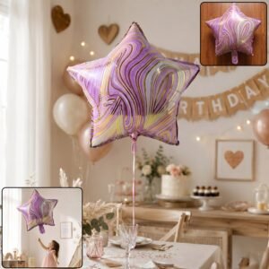 Star Marble Foil Balloon – Bright Party Decor for Celebrations