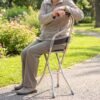 Folding Walking Stick with Seat and Backrest 4 Leg Cane Stool Chair (1 Pc)