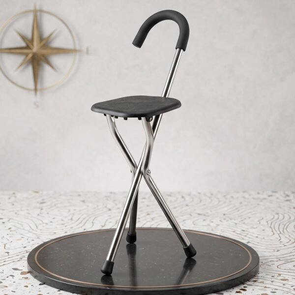 Folding Walking Stick with Seat 3 Leg Cane Stool Chair Support Stand (1 Pc)