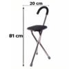 Folding Walking Stick with Seat 3 Leg Cane Stool Chair Support Stand (1 Pc)