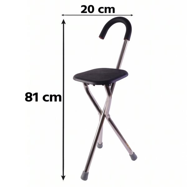 Folding Walking Stick with Seat 3 Leg Cane Stool Chair Support Stand (1 Pc)