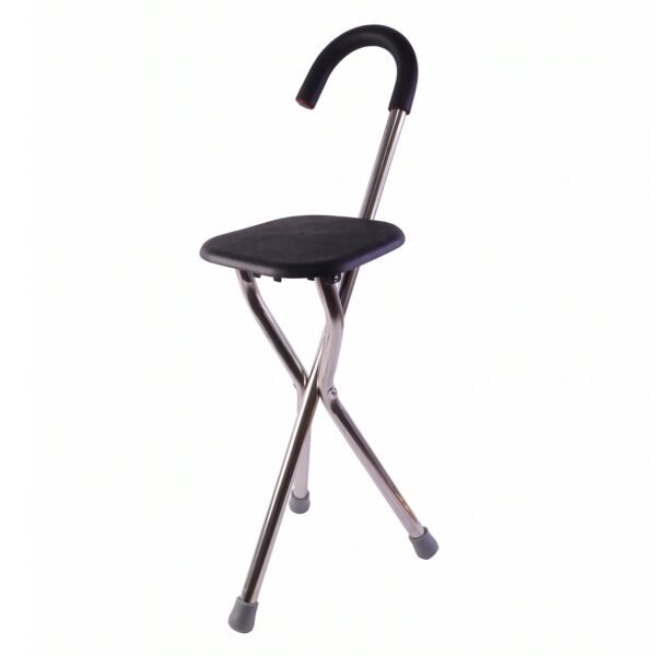 Folding Walking Stick with Seat 3 Leg Cane Stool Chair Support Stand (1 Pc)
