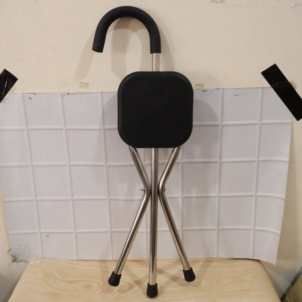 Folding Walking Stick with Seat 3 Leg Cane Stool Chair Support Stand (1 Pc)
