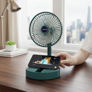 USB Folding Fan – Portable Desk Fan with Adjustable Speed & Phone Holder