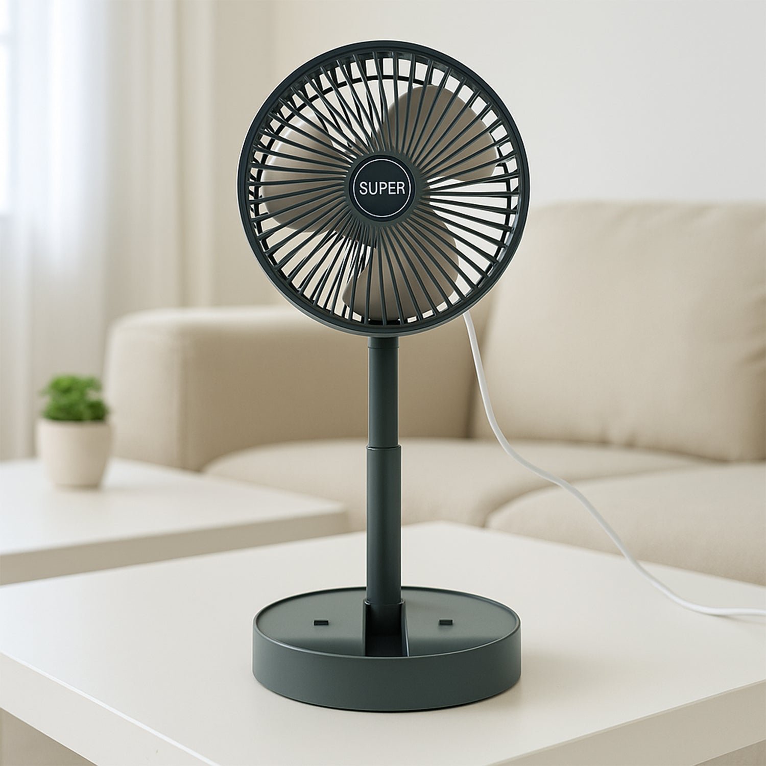 USB Folding Fan – Portable Desk Fan with Adjustable Speed & Phone Holder