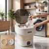 Portable Folding Washing Machine, Mini Collapsible Washer with Spin Basket (1 Pc)