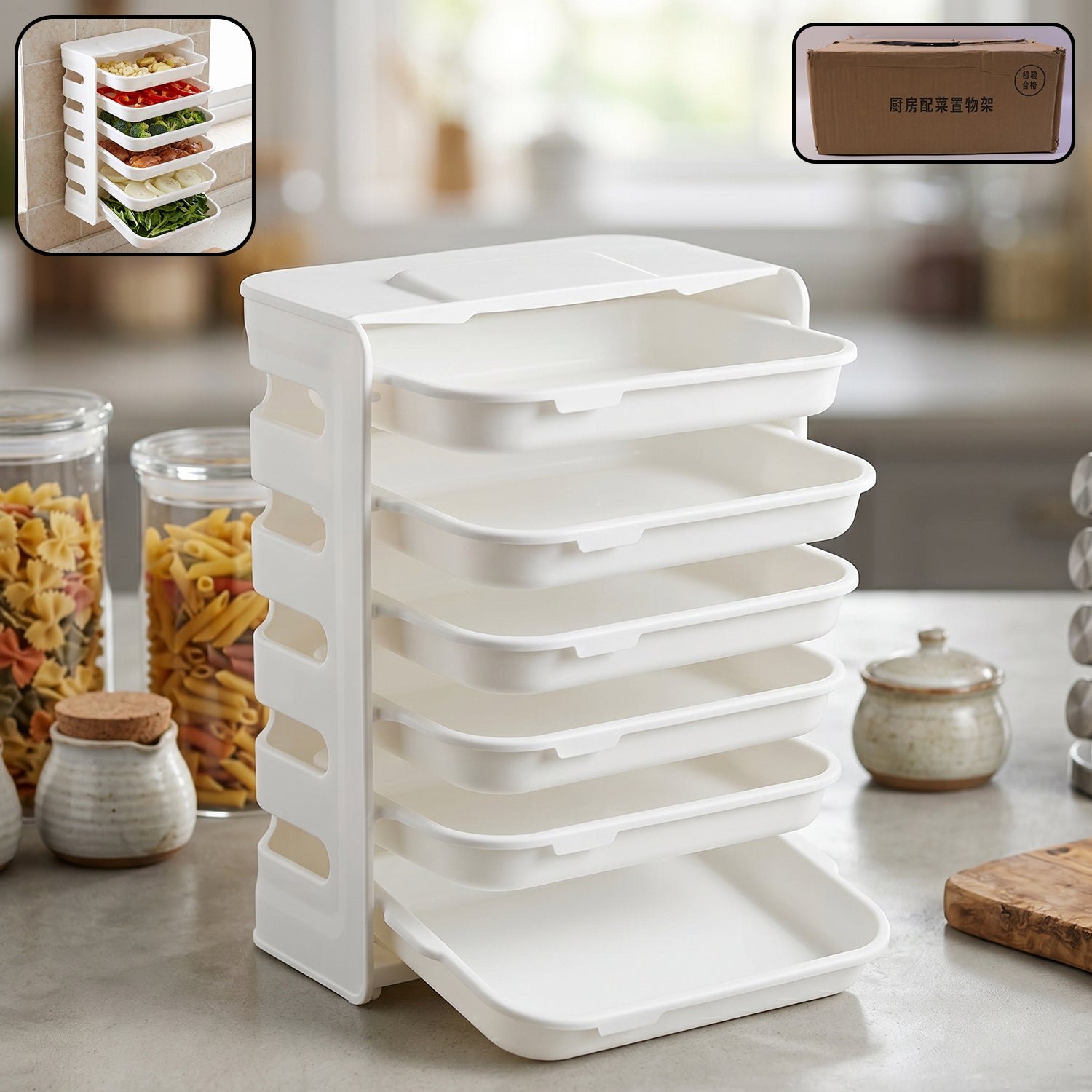 6-Layer Wall Mounted Food Storage Rack – Space-Saving Kitchen Organizer