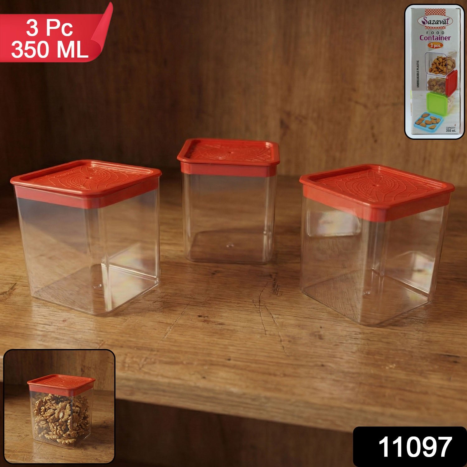 Airtight Food Storage Container Set – 3 Pieces, 350 ml Each