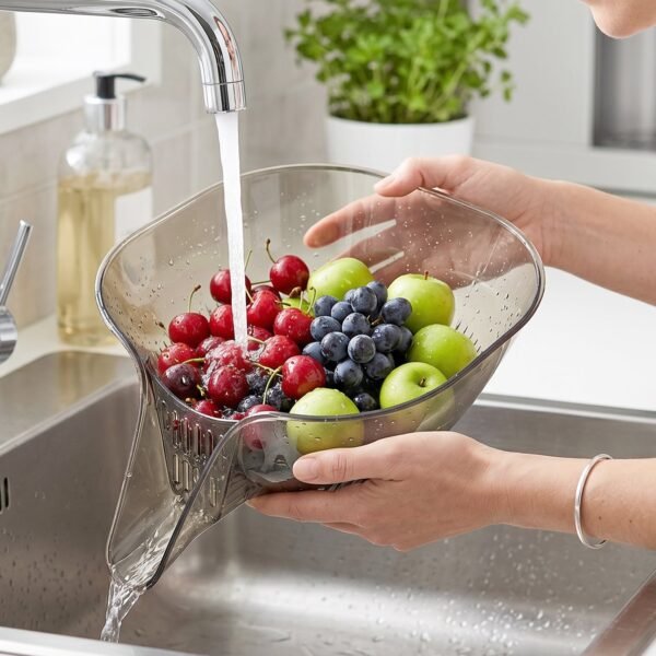 Multipurpose Fruit Vegetable Strainer – Built-in Drain for Easy Rinsing