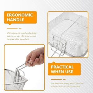 FryingBaske-02 Deep Fryer Basket – Stainless Steel with Long Handle for Safe Frying