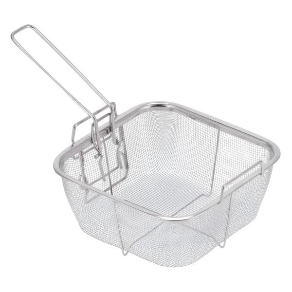 FryingBaske-04 Deep Fryer Basket – Stainless Steel with Long Handle for Safe Frying