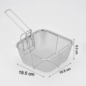 FryingBaske-size Deep Fryer Basket – Stainless Steel with Long Handle for Safe Frying
