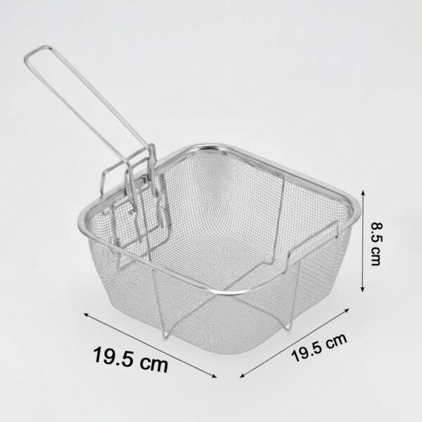 FryingBaske-size Deep Fryer Basket – Stainless Steel with Long Handle for Safe Frying