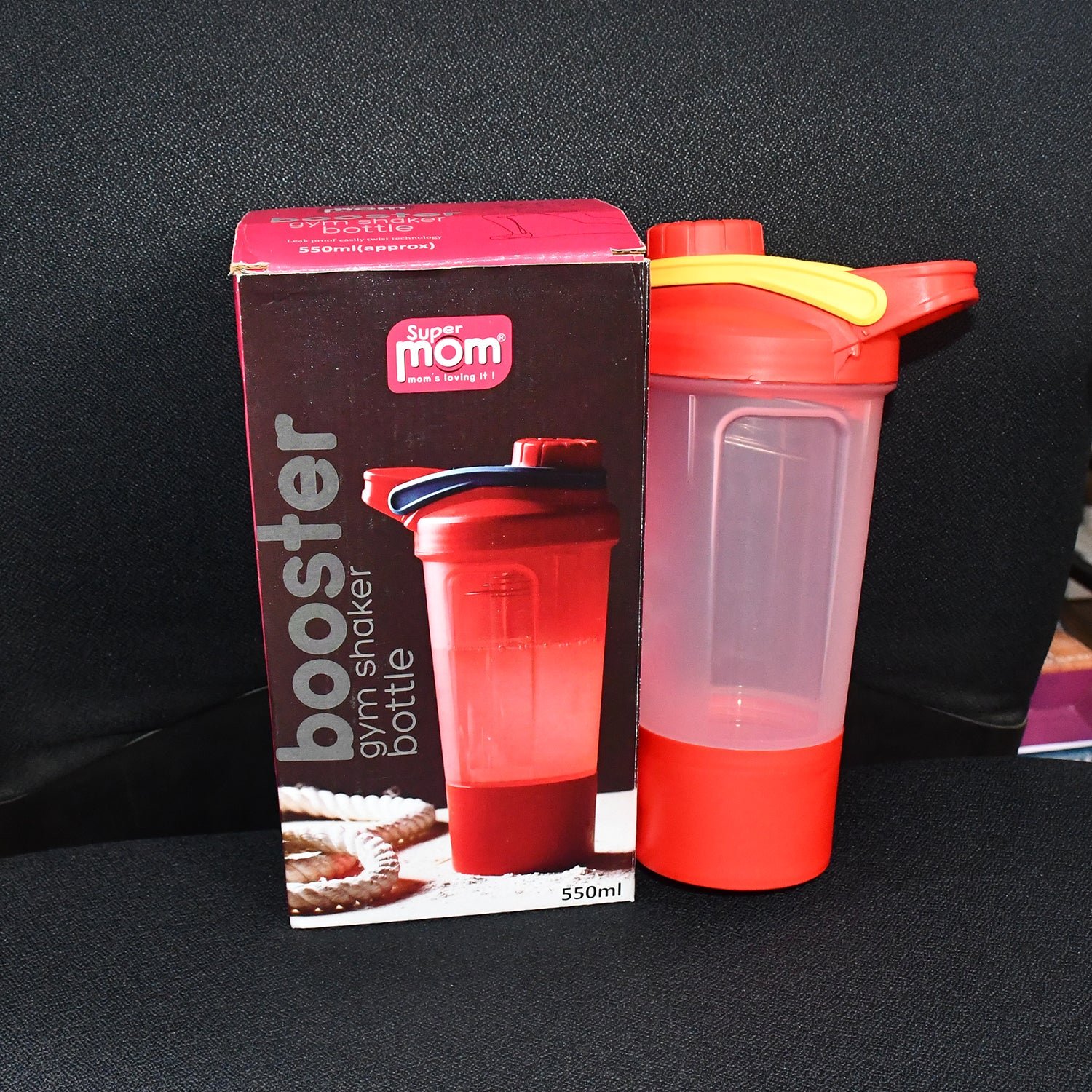 Gym Shaker Bottle 550ml – Leak-Proof with Mixing Ball