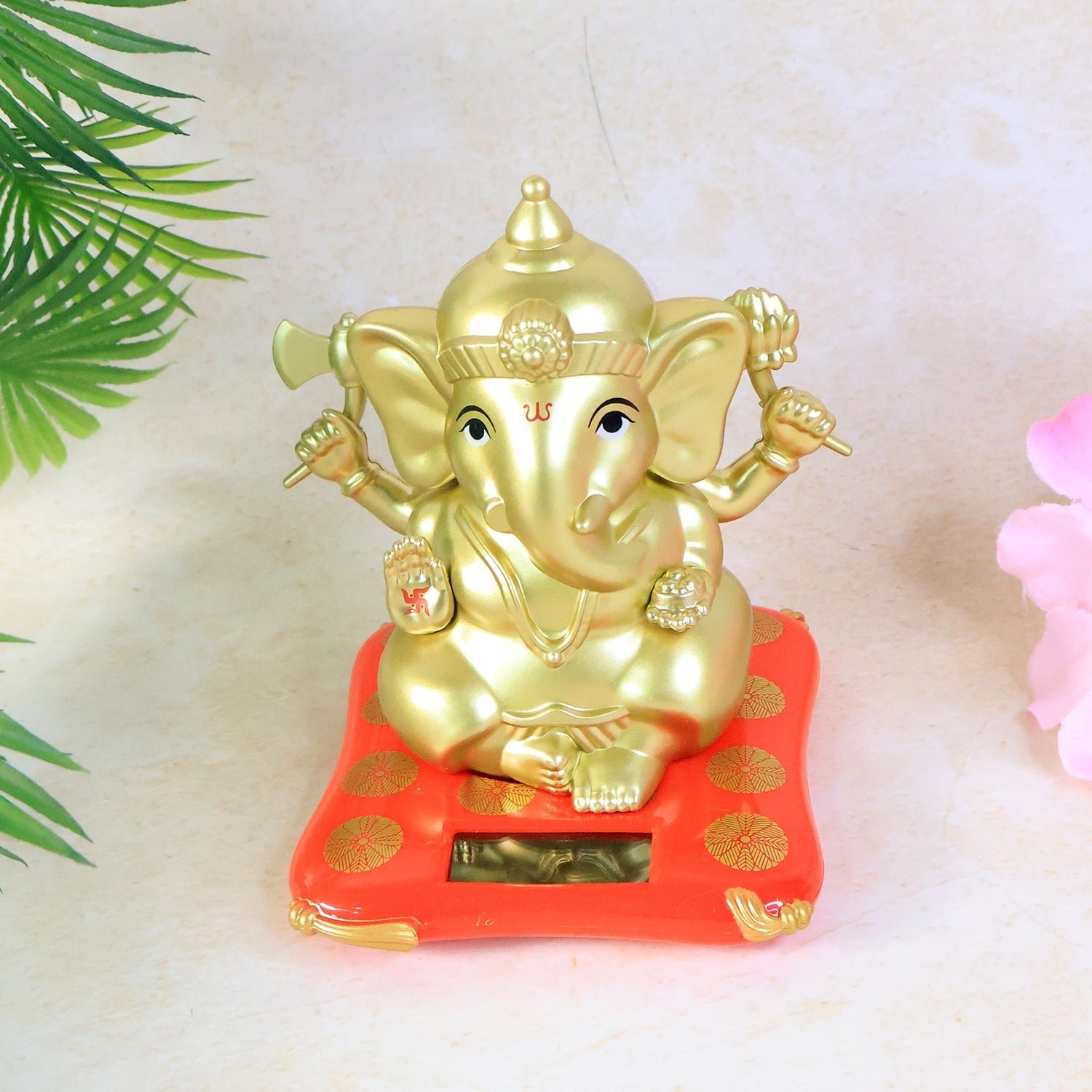 Large Lord Ganesha Idol – Decorative Religious Statue with Solar-Powered Base