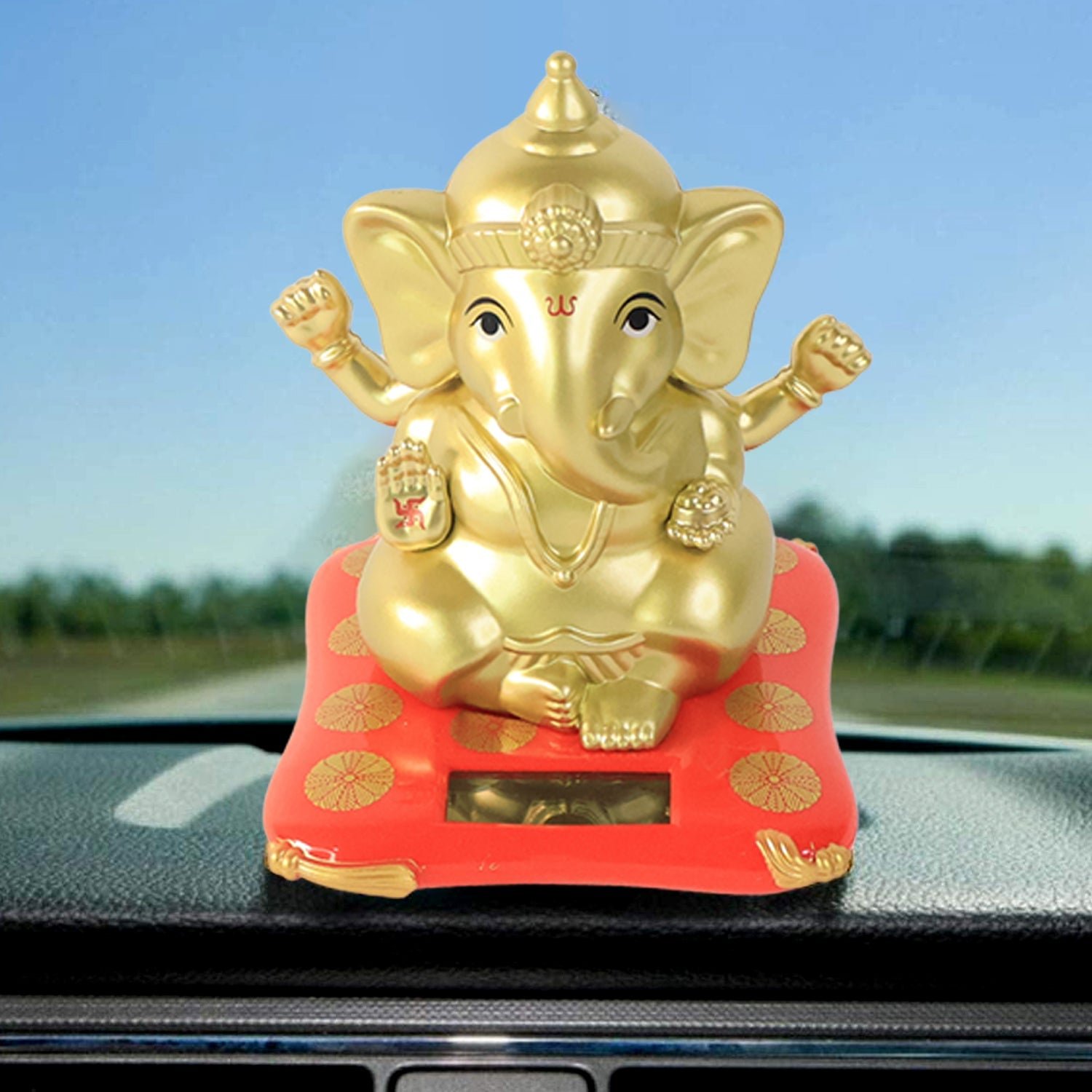 Large Lord Ganesha Idol – Decorative Religious Statue with Solar-Powered Base