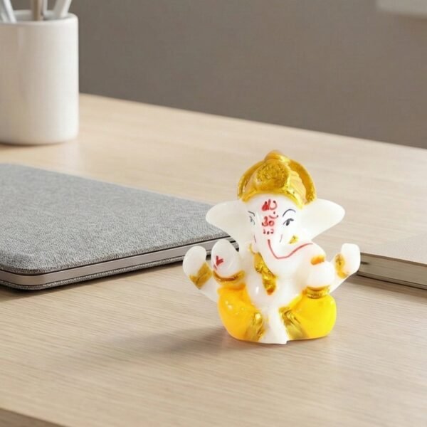 Lord Ganesha Decorative Idol – Mini Murti with Golden Crown