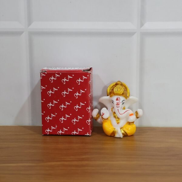Lord Ganesha Decorative Idol – Mini Murti with Golden Crown
