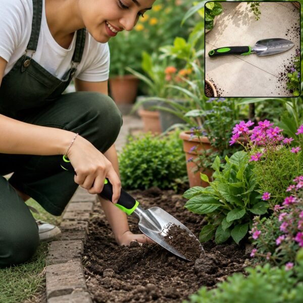 Garden Hand Trowel Stainless Steel Digging Tool Ergonomic Non Slip Handle (1 Pc)